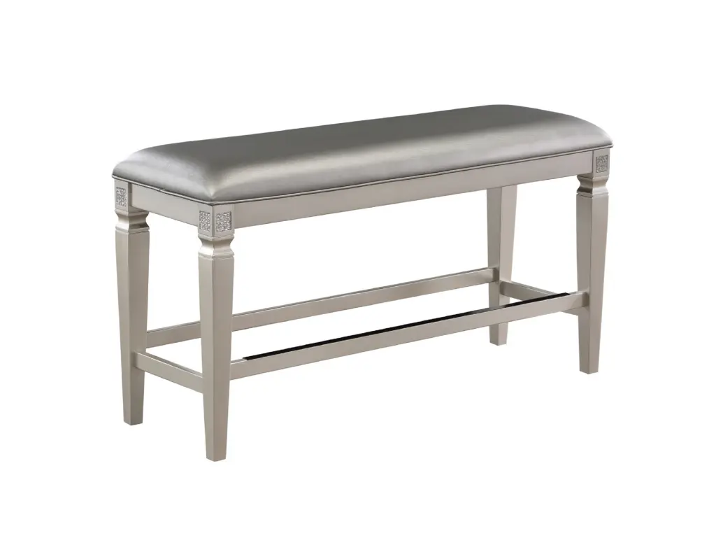 Modern Glam Counter Height Bench Upholstered Seat Sparkling Embellishments kanepe