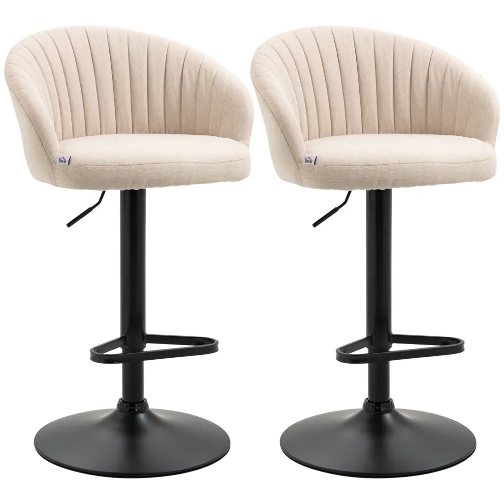 Homcom Swivel Bar Stools Set 2 Customizable Linen Touch Material Beige Counter Height Stools aosom business