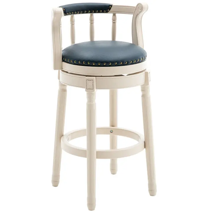 Bar Stool Seat Height 29.5 Inches Hide Timber White Blue 1Pc ayulife