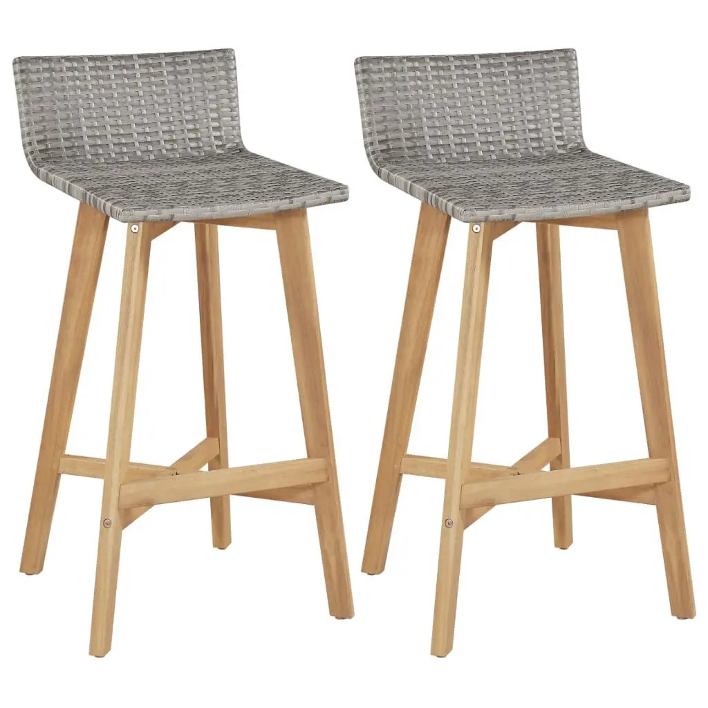 Bar Chairs 2 Pack Solid Acacia Wood Counter Height Stools Kitchen Island