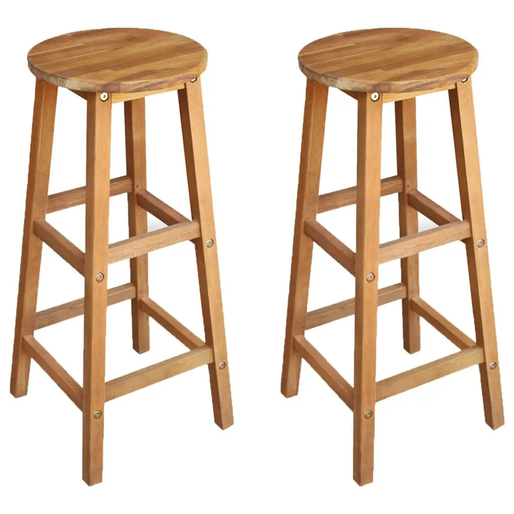 Bar Chairs 2 pcs Solid Acacia Wood Outdoor Furniture