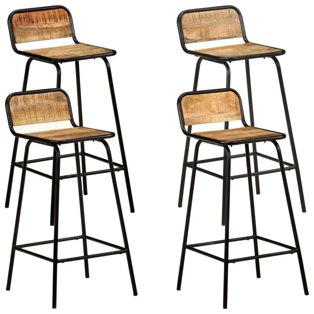 Bar Chairs 4 pcs Solid Mango Wood Counter Stools