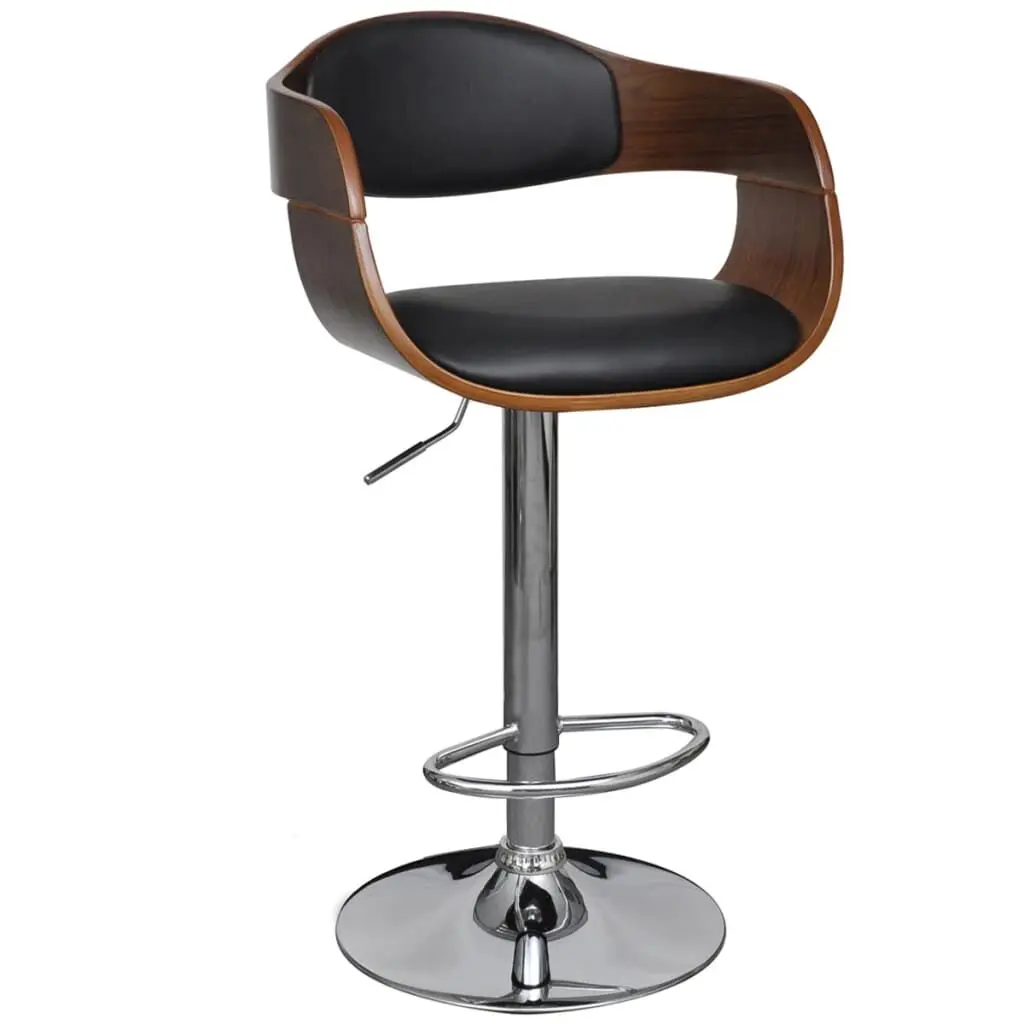 Bar Stool Bent Wood and Faux Leather Modern Kitchen Counter Stool