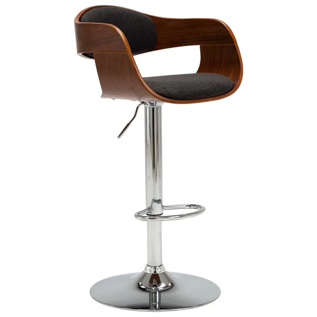 Bar Stool Gray Bent Wood and Fabric Modern Counter Height Stool