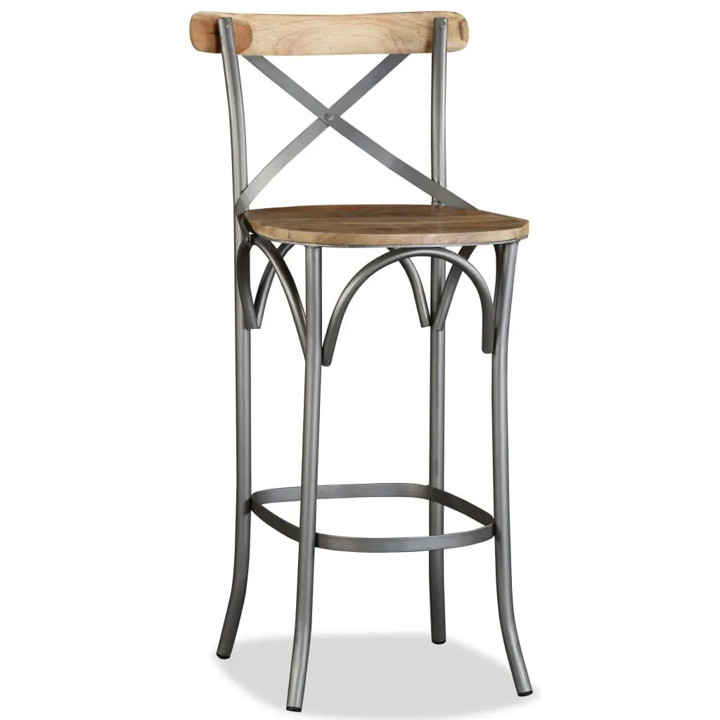 Bar Stool Solid Mango Wood Durable Counter Height Seating Modern Design