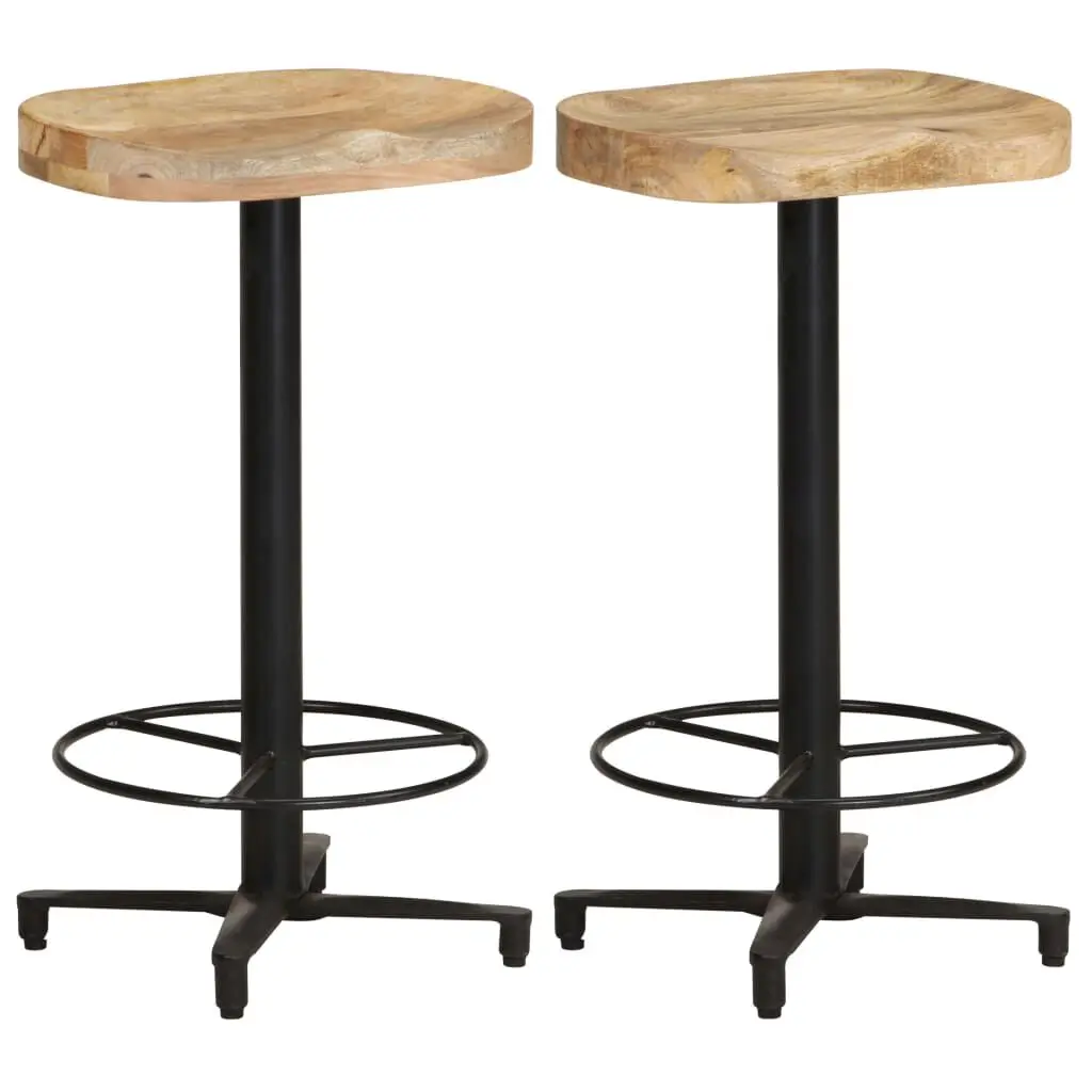 Bar Stools 2 pcs 26 Inches Solid Mango Wood Counter Height Stools