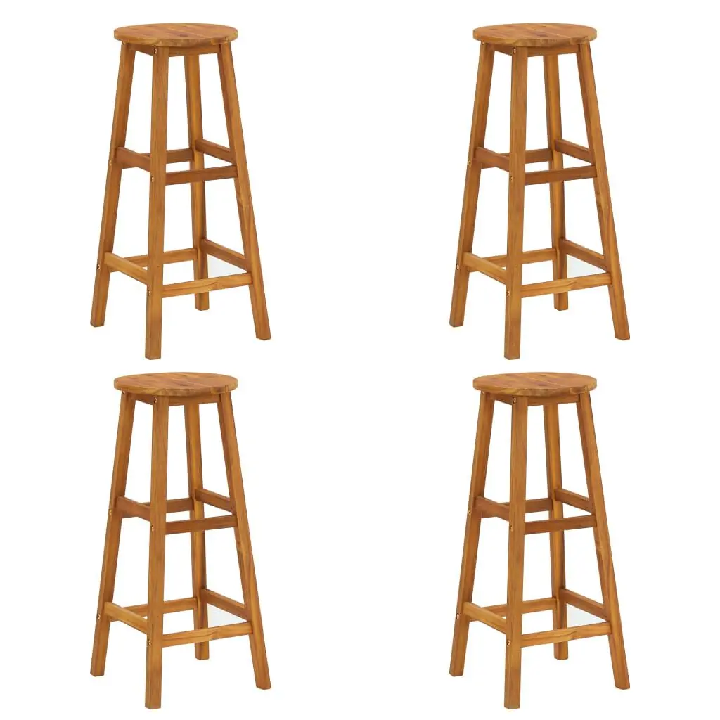 Bar Stools 4 pcs Solid Acacia Wood Counter Height Stools Kitchen Island