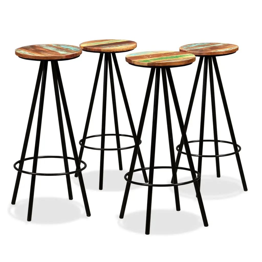 Bar Stools 4 pcs Solid Reclaimed Wood Counter Height Stools