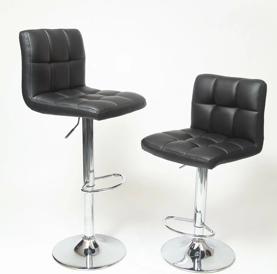 Swivel Faux Hide Customizable Hydraulic Bar Stool Set 2 Black hz