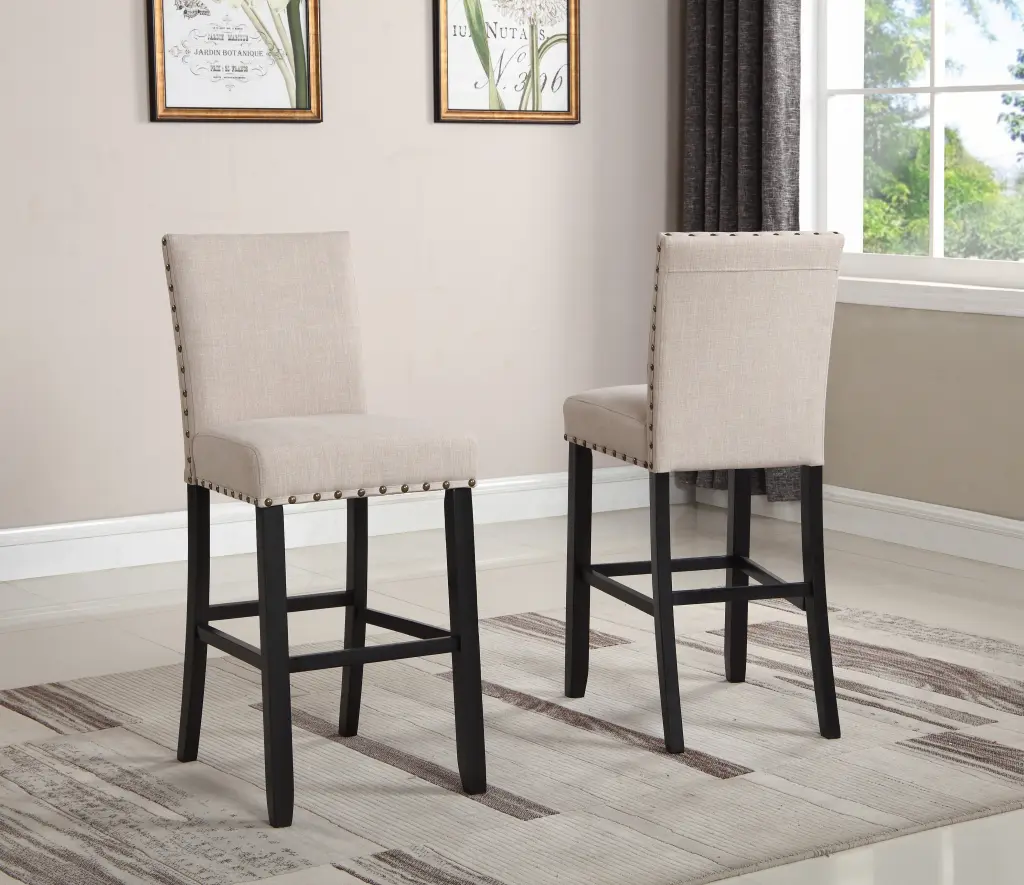 Tan Timber Biony Material Bar Stools Trim Set 2 hz