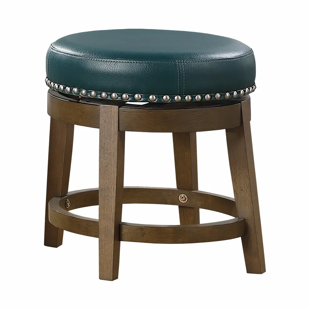 Round Swivel Stools Set 2 Green Faux Hide 360 Degree Rotation kanepe