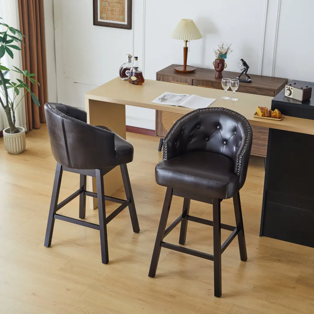 33.25 Inch Swivel Counter Stools Set 2 Upholstered Counter Height Bar Stools nh-onfind