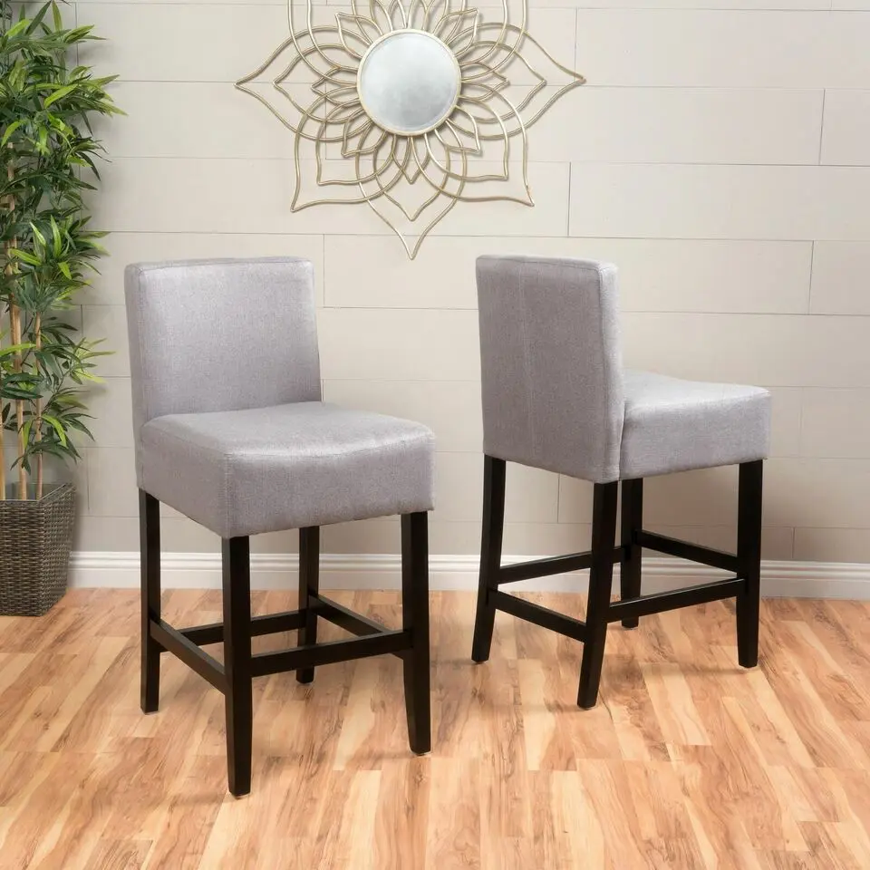 Zuma KD Counter Stool Set 2 Grey Material Modern Bar Stools nh-perfect home