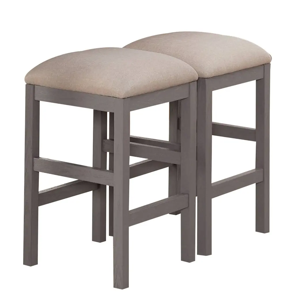 24 Inch Timber Counter Stool Set 2 Cushioned Farmhouse Design Gray royal hampton