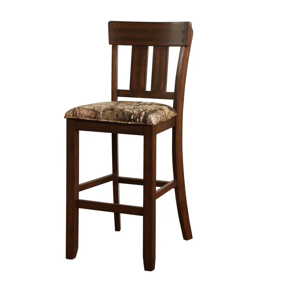 Wooden Bar Stool Camouflage Seat Brown Wood Material royal hampton
