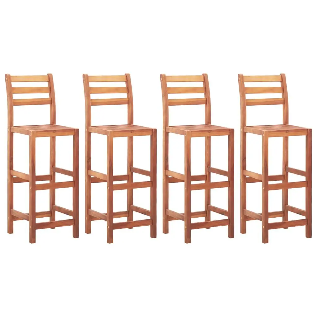 Set 4 Solid Acacia Wood Bar Stools Kitchen and Dining