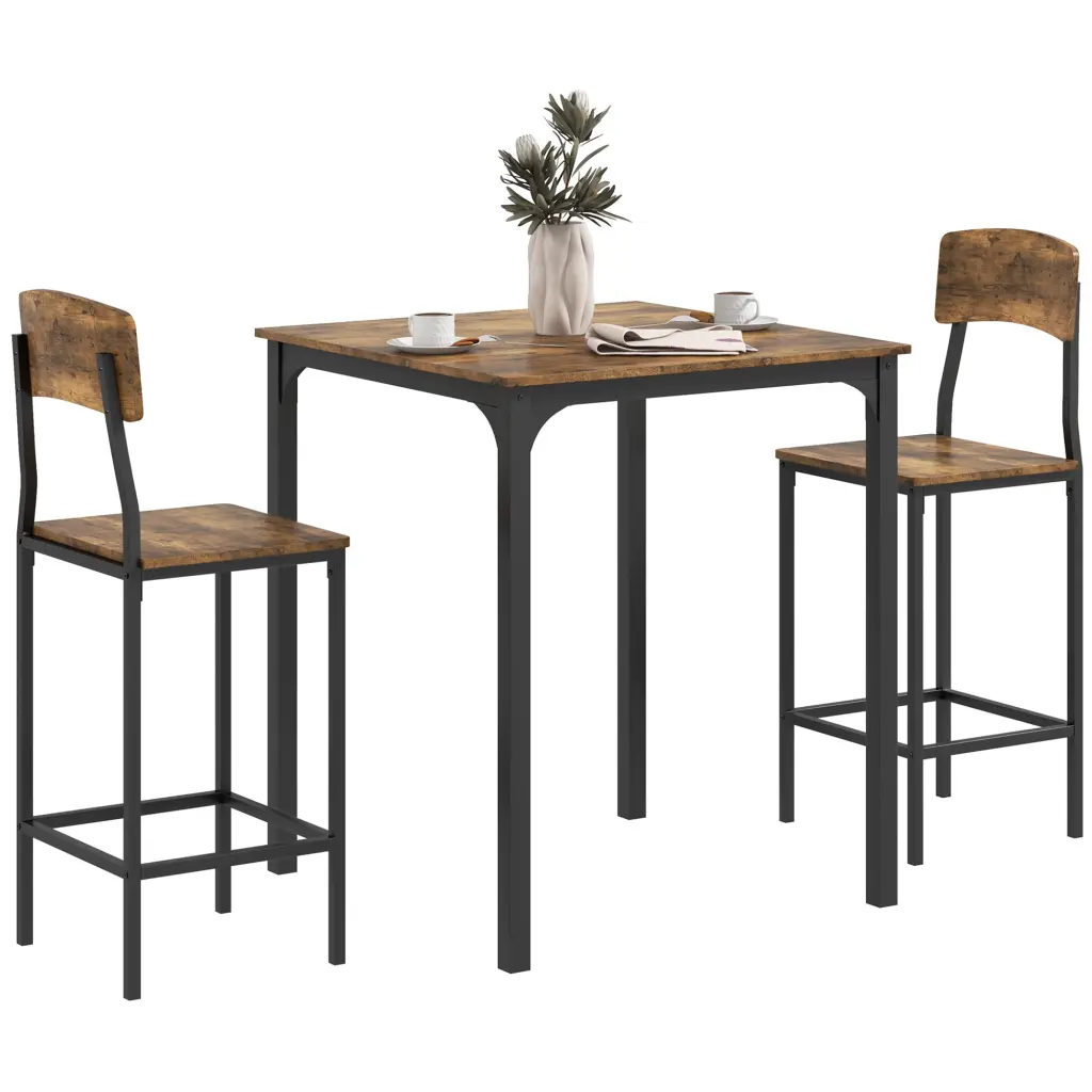 Homcom 3 Piece Counter Height Bar Table And Chairs Set Industrial Style aosom business