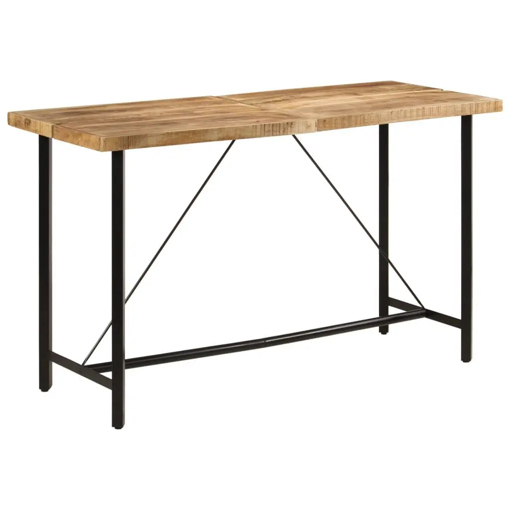 70.9 Inch Solid Wood Mango and Iron Bar Table 27.6x42.1 Inches Counter Height Dining Table