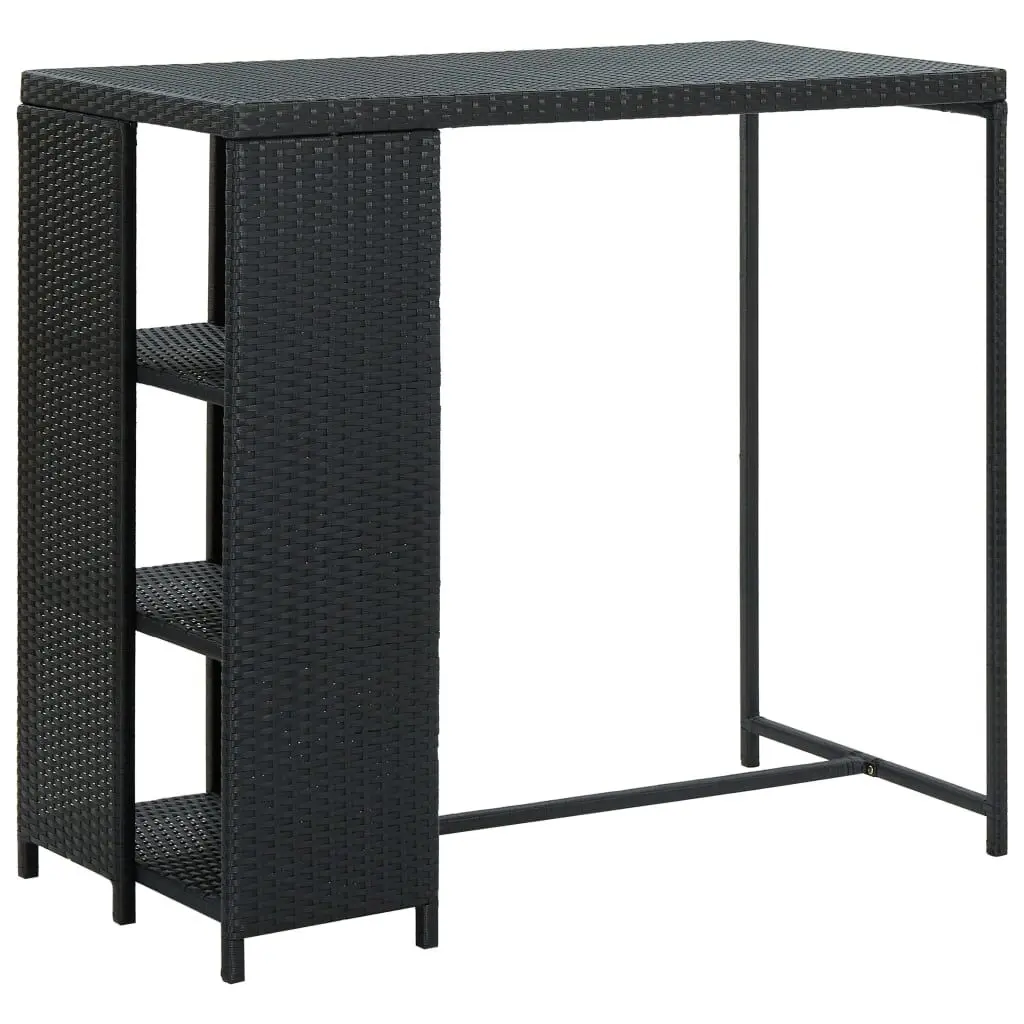 Bar Table Storage Rack Black 47.2x23.6x43.3 Inches Poly Rattan Counter Table