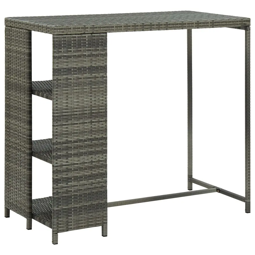 Bar Table Storage Rack Gray 47.2x23.6x43.3 Inches Poly Rattan Outdoor