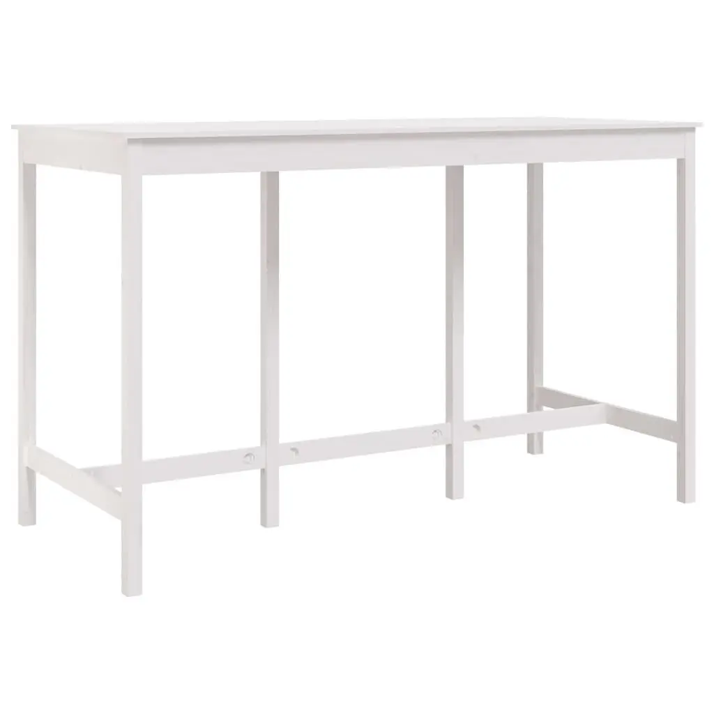 Bar Table White 70.9x31.5x43.3 Solid Wood Pine Kitchen Furniture