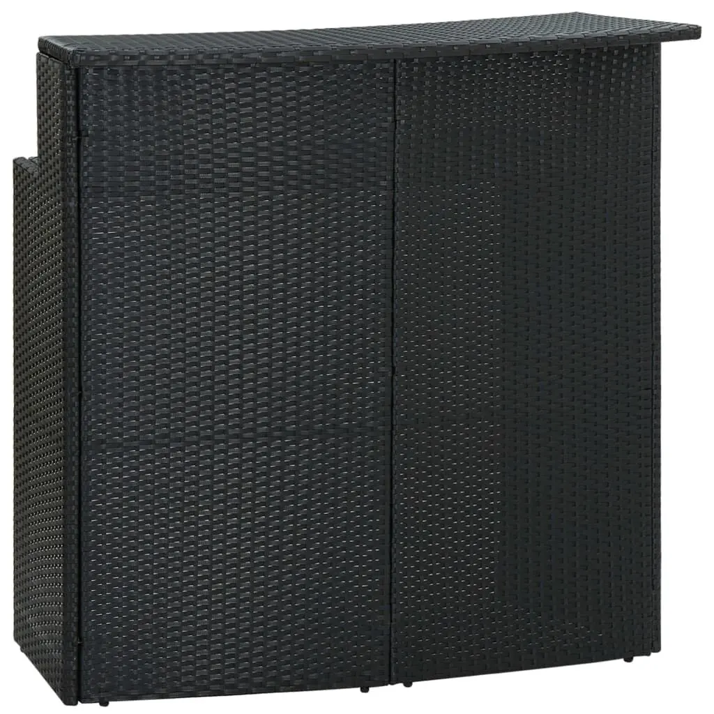 Black Patio Bar Table 47.2 Inch Poly Rattan Outdoor Bistro Table