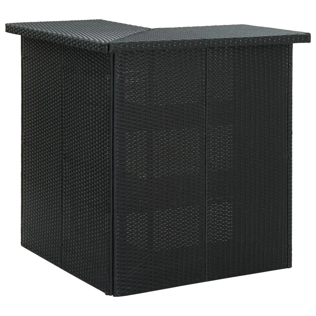 Corner Bar Table Black 39.4x19.7x41.3 Inches Poly Rattan Outdoor Counter