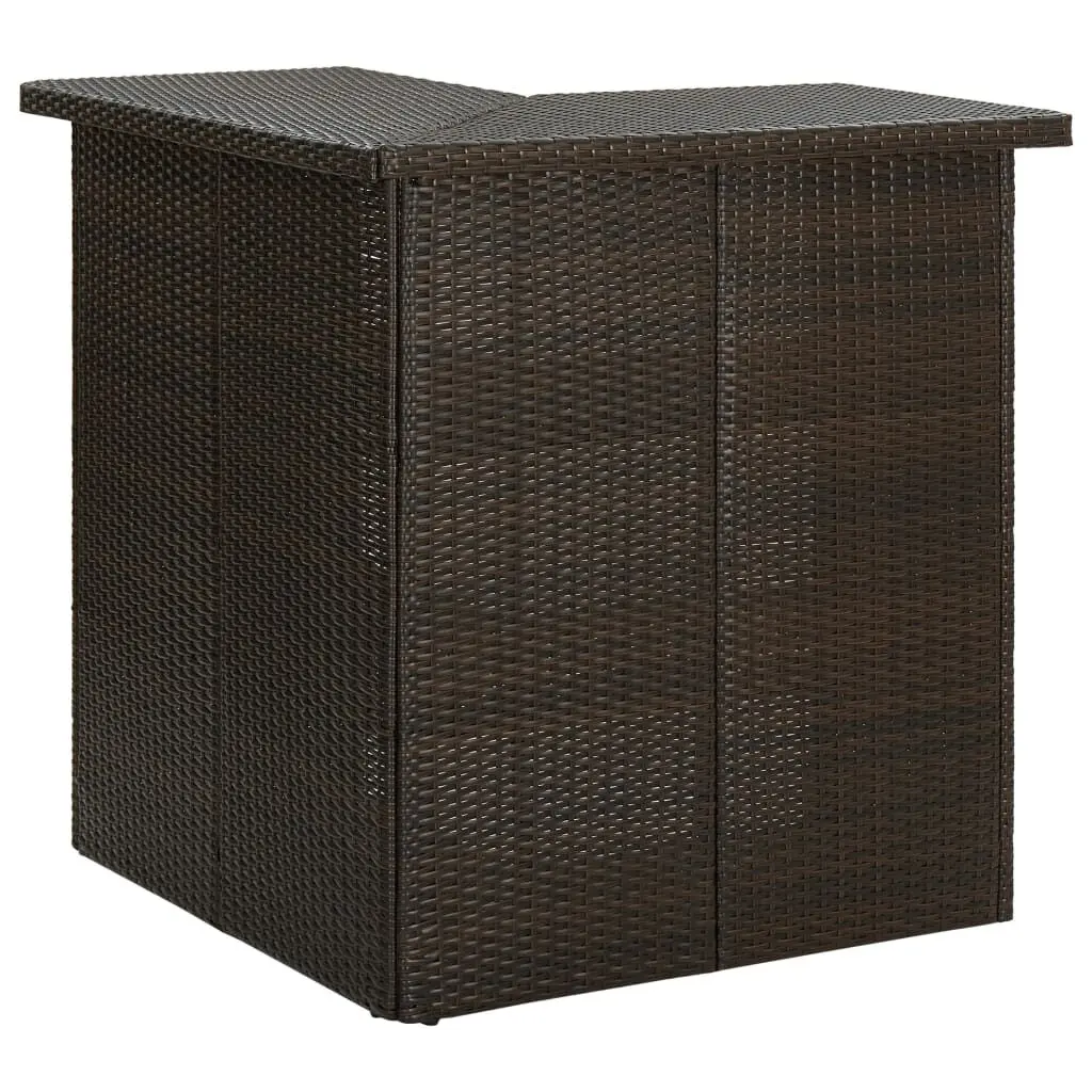 Corner Bar Table Brown 39.4x19.7x41.3 Inches Poly Rattan Outdoor Bistro Table