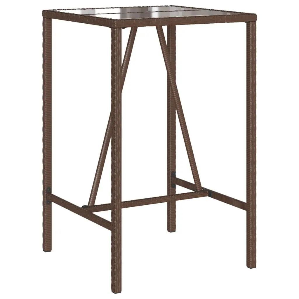 Outdoor Bar Table Brown 27.6x27.6x43.3 Inches Poly Rattan Patio Counter Height Table