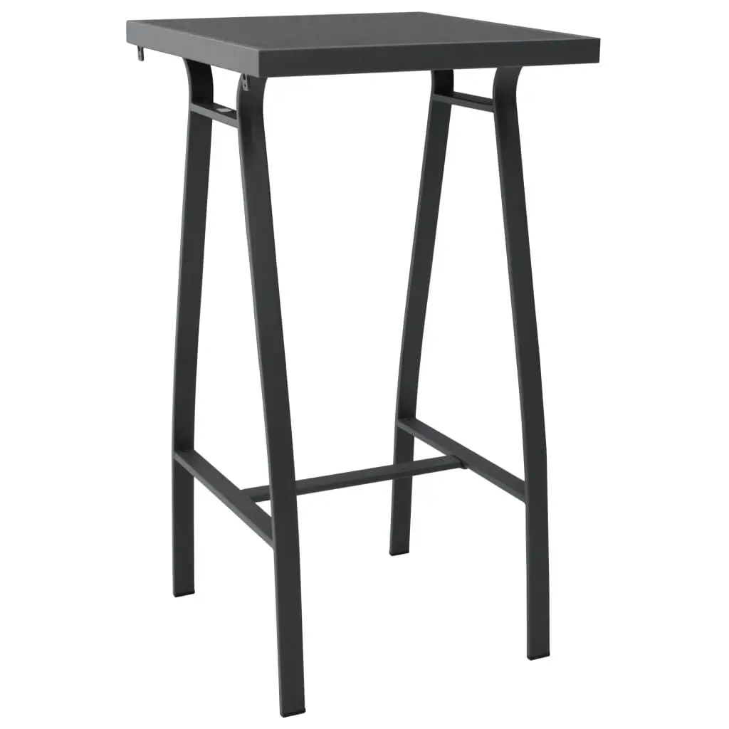 Patio Bar Table Black 23.6x23.6x43.3 Inches Tempered Glass Outdoor Counter