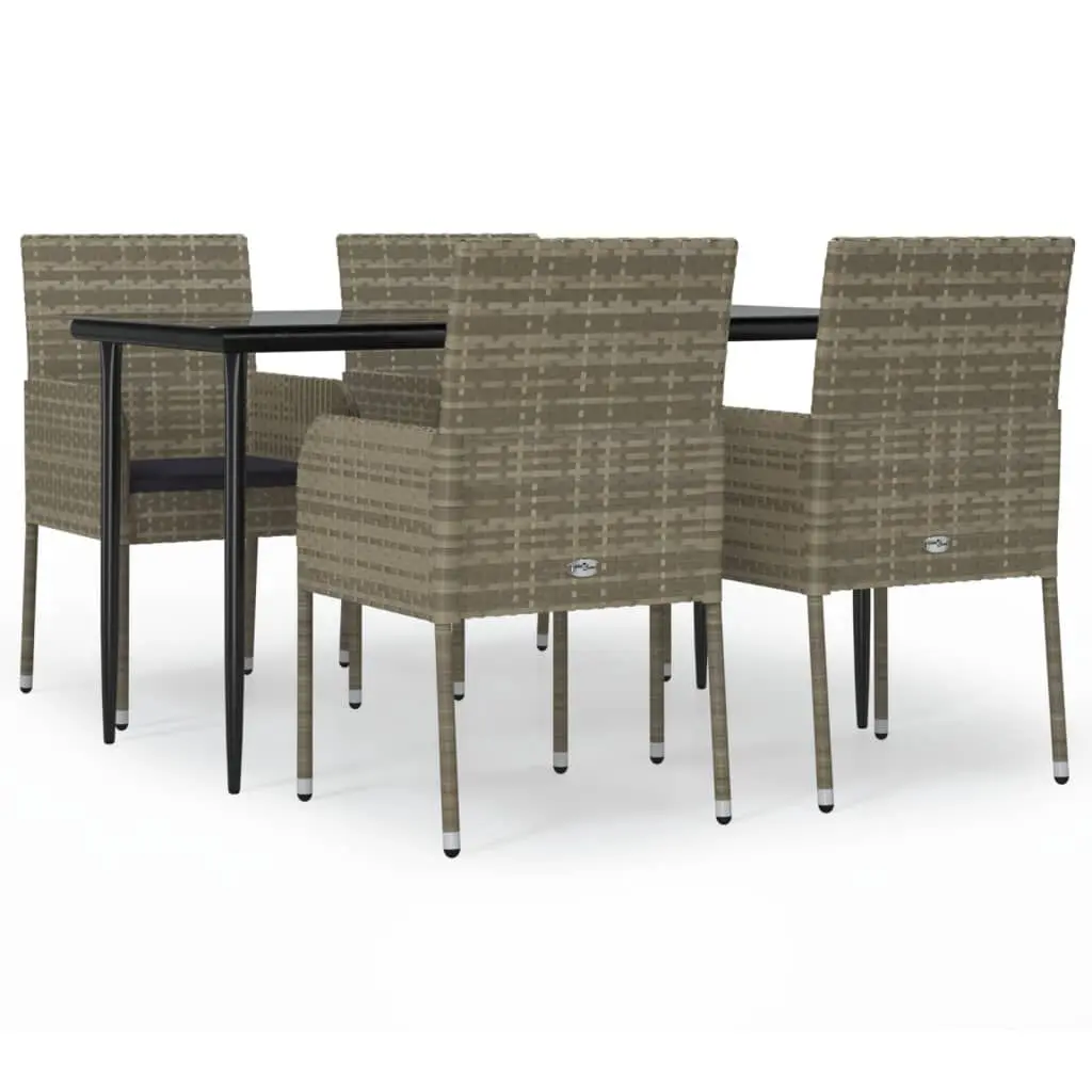 Patio Bar Table Black 27.6x27.6x43.3 Poly Rattan and Glass Outdoor Furniture