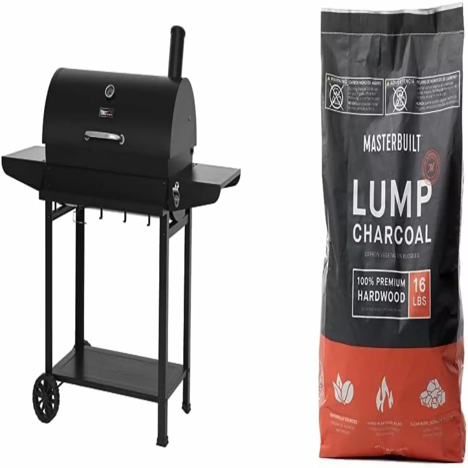 CC1830T 30-Inch Barrel Charcoal Grill Front Storage and 627 sq Cooking Area