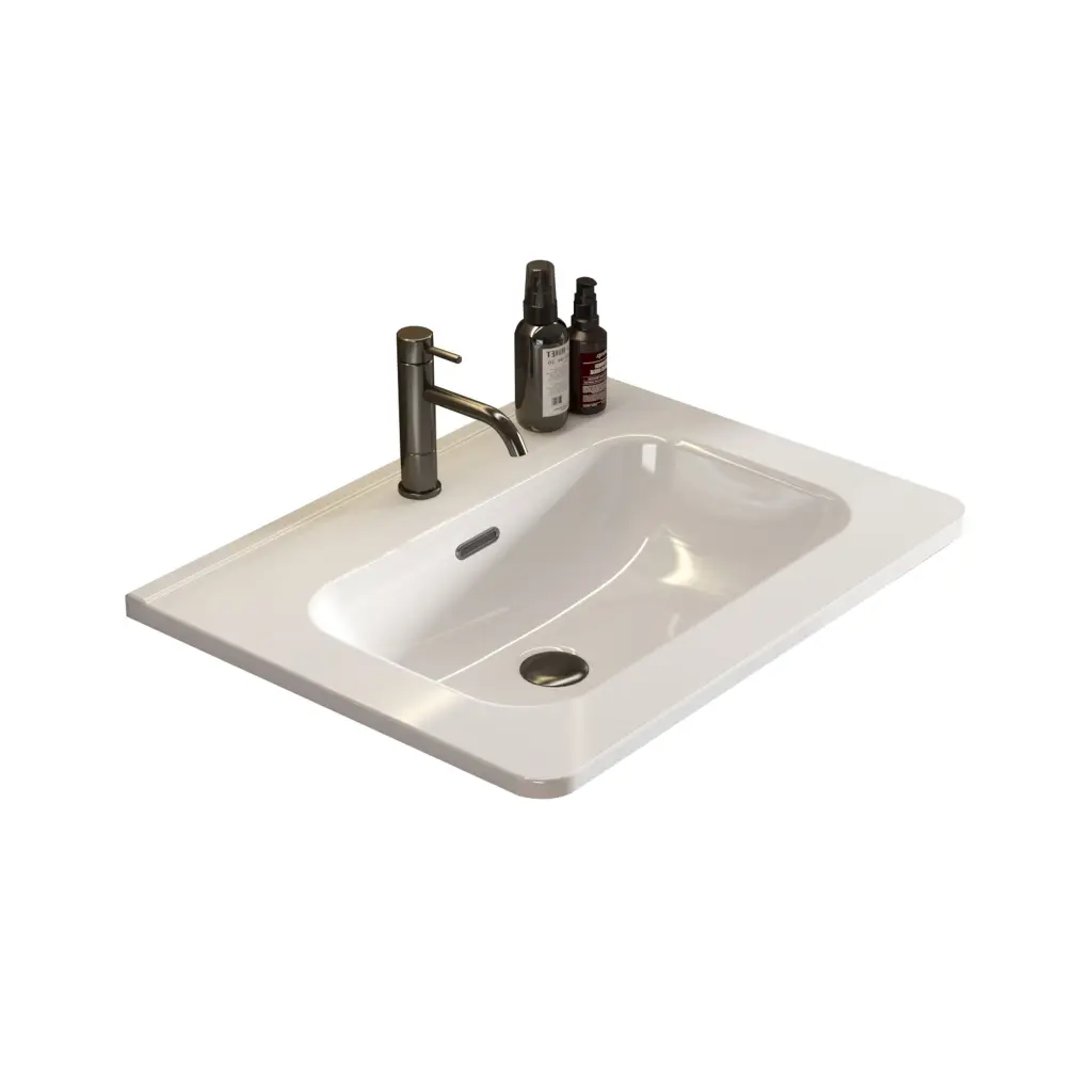 Bb0424Y301 Integrated Glossy White Porcelain Basin Drain And Faucet abay home