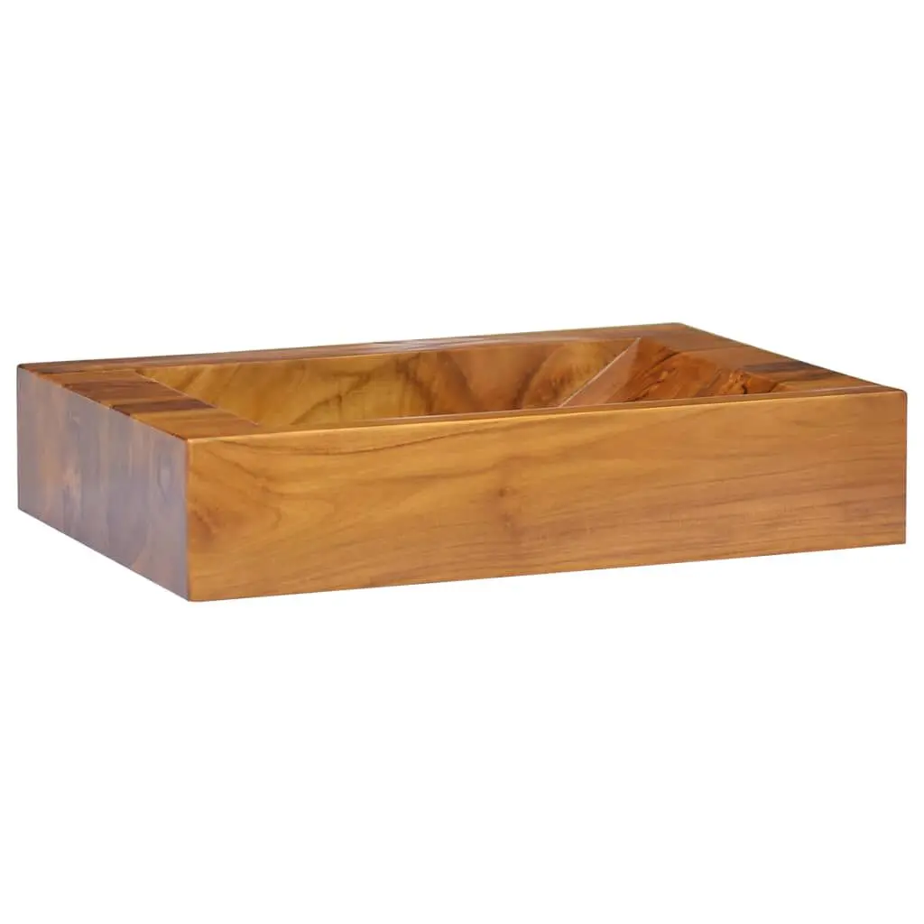 Solid Teak Wood Basin 19.7x13.8x3.9 Inches Outdoor and Bathroom