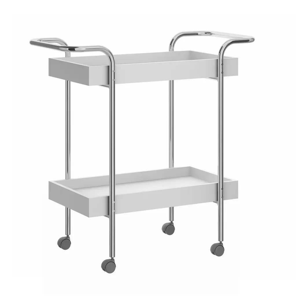 Storage Shopping Basket 2 Tier Design And Metallic Frame White And Chrome royal hampton