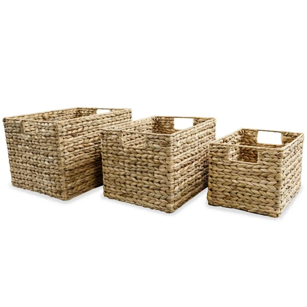 Storage Binquireet Set 3 Pieces Water Hyacinth Wicker Basket