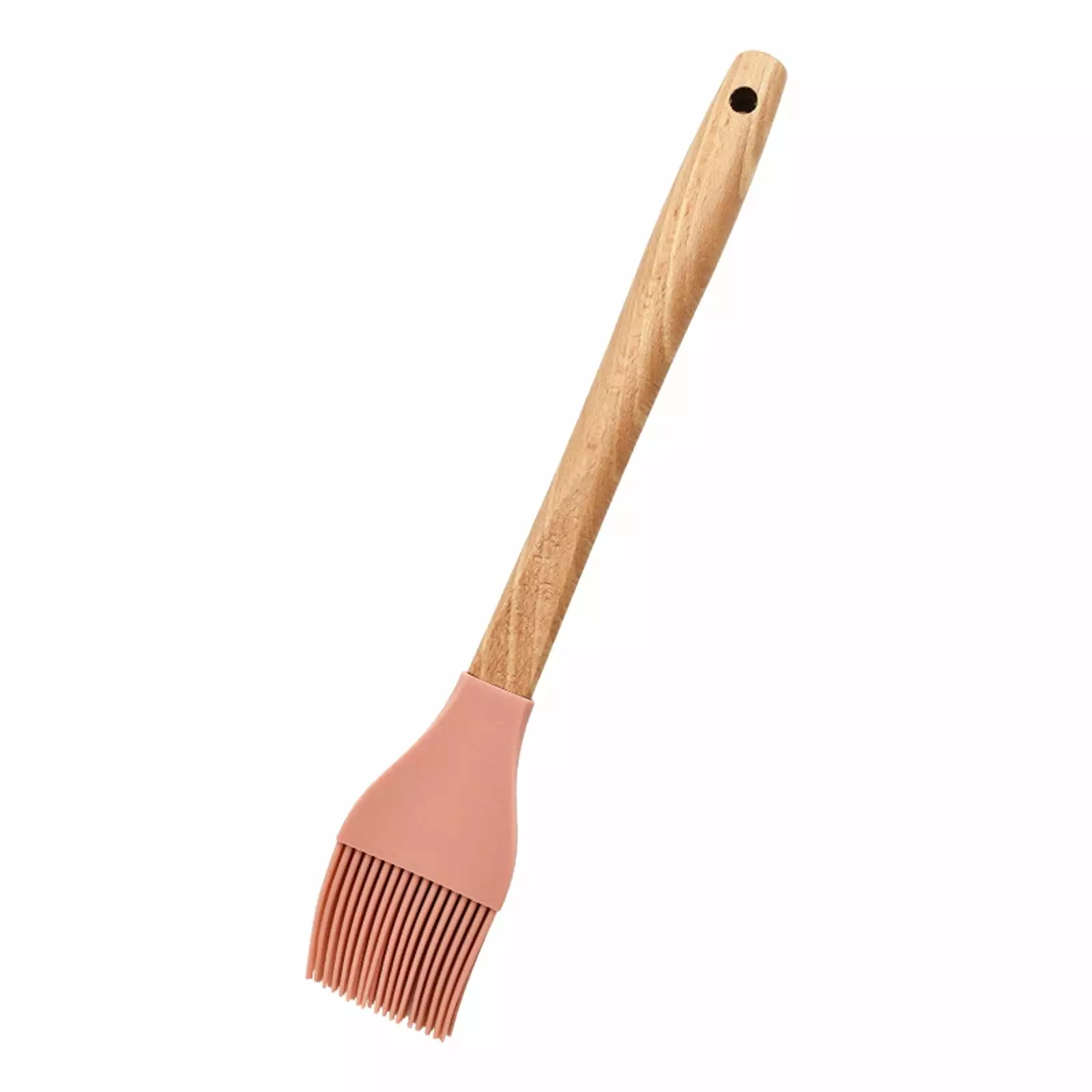 JWDX Roundwood Handle Split Grill Brush Silicone Grease Brush Home Baking Kitchen Utility Pink