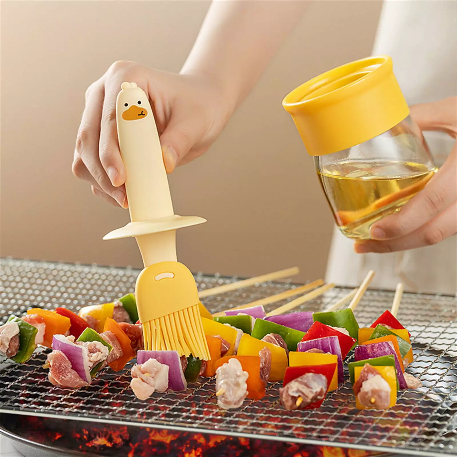 Aaihamo BBQ Oil Bottle Brush Glass Baster Grilling and Kitchen Use