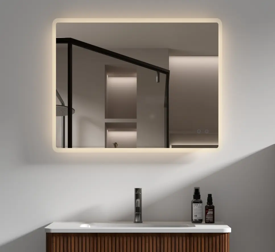 24x30 Modern Wall Mounted LED Backlit Anti Fog Bathroom Mirror abay home