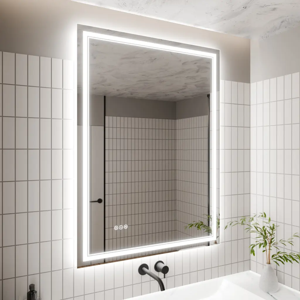 LED Bathroom Mirror 36x48 Inch Vanity Mirror Lights and Demister Pad global chain solutions