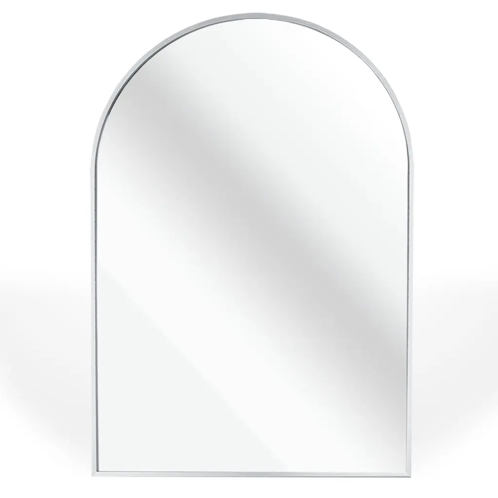 Shiny Metal 24X32 Inch Metallic Arch Bathroom Mirror Classic MDF Crystal Frame huovtr