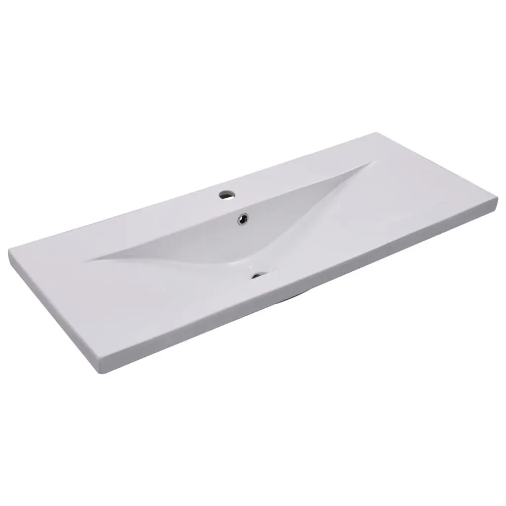 Constructed- Basin 39.8x15.6x7.3 Inches Ceramic White Bathroom Sink