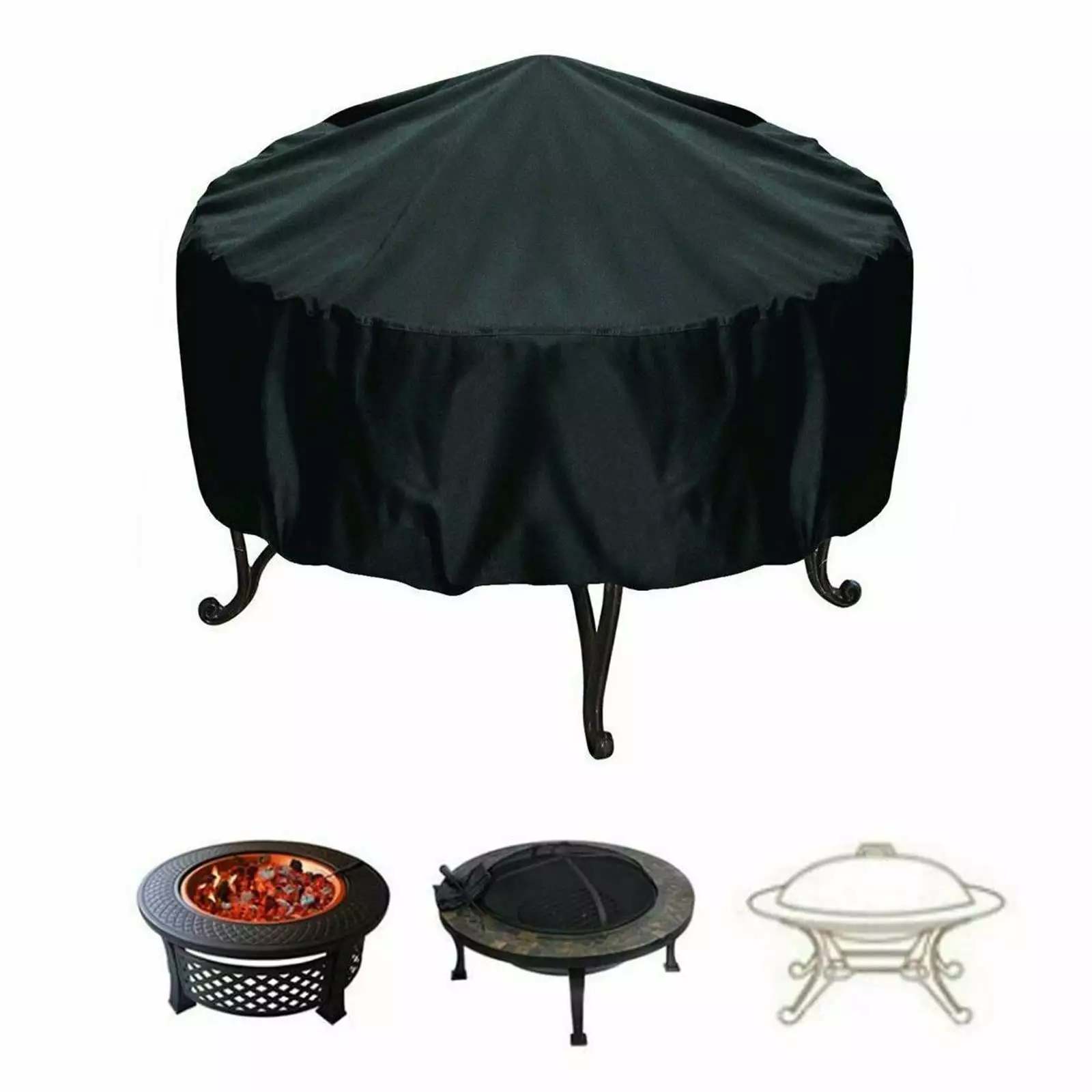 Outdoor Garden BBQ Grill Cover - Rainproof Dustproof UV-Resistant Round Brazier Cover 14860cm