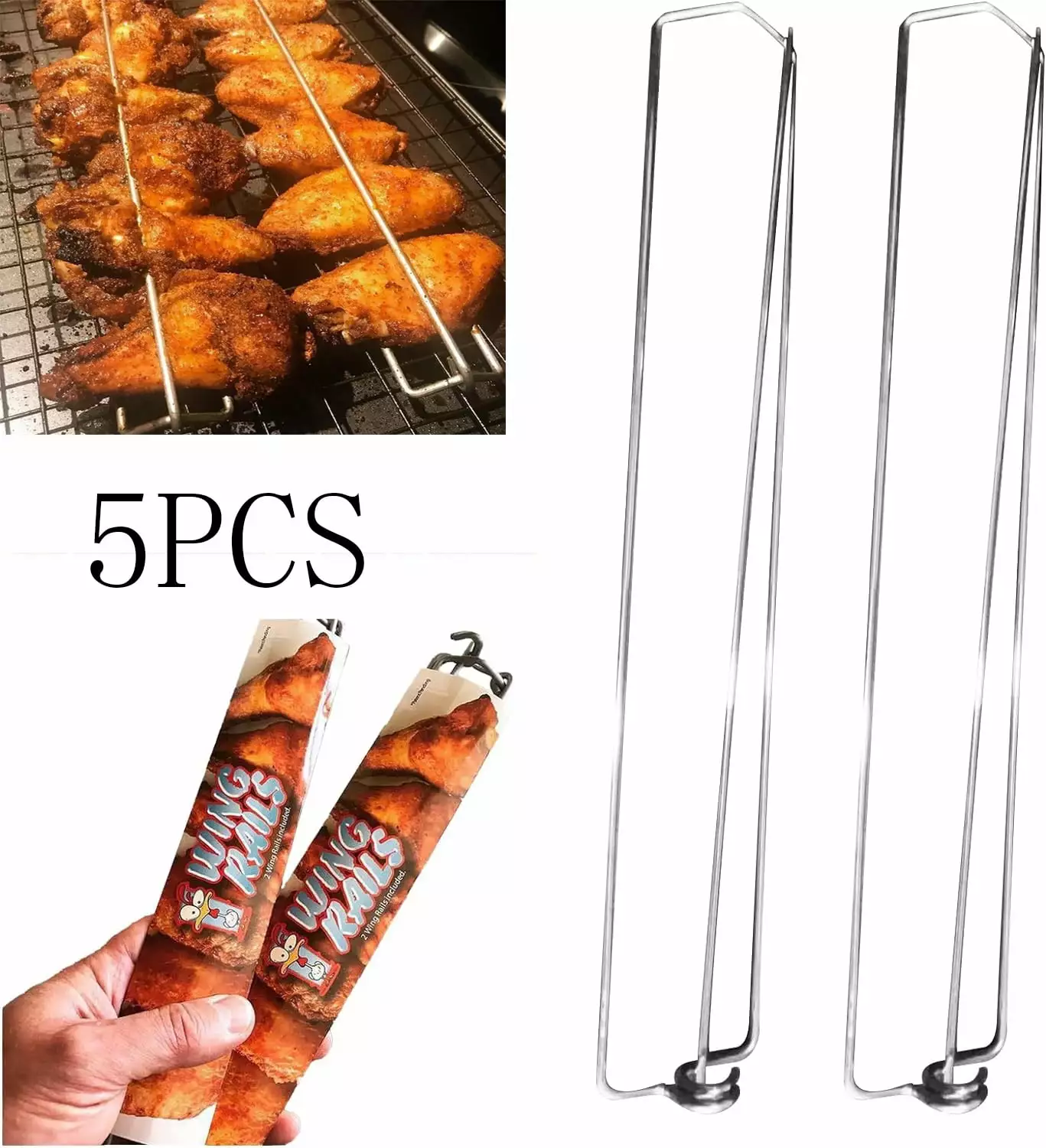 Rdeuod 5PCS Metal Chicken Wing BBQ Fork Grilling Rails 2024 New Wing Rails Grilling Chicken Wings