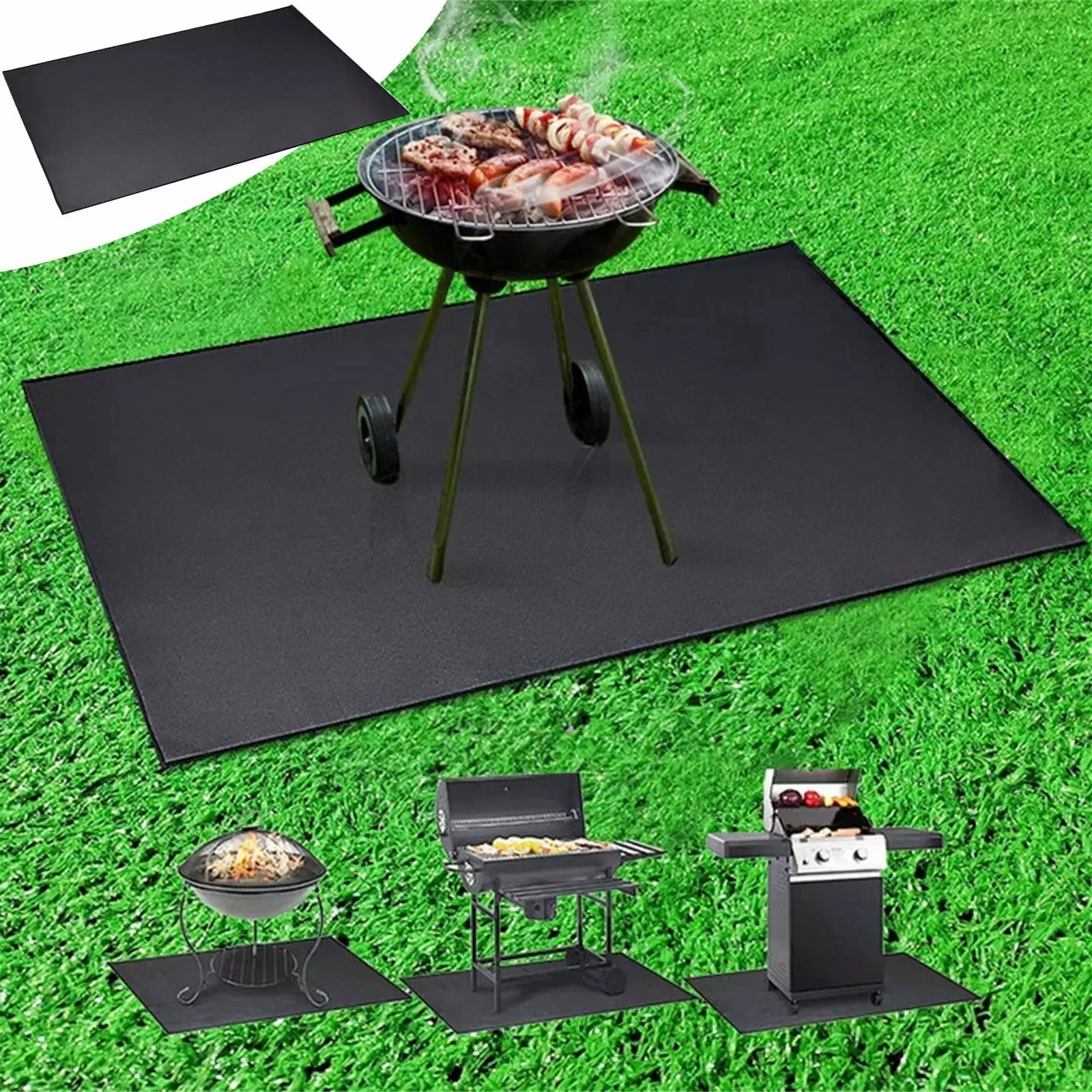 BTTGGLhn Heat Resistant Grill Mats Outdoor BBQ Prep Table - Fire Water Oil Proof Barbecue Tools