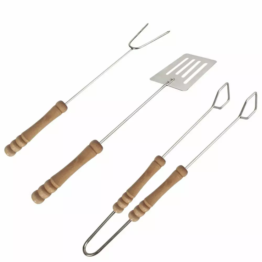 olkpmnmk 3-Piece BBQ Tools Set Stainless Steel Grilling Tongs Fork Spatula Kitchen Utensils