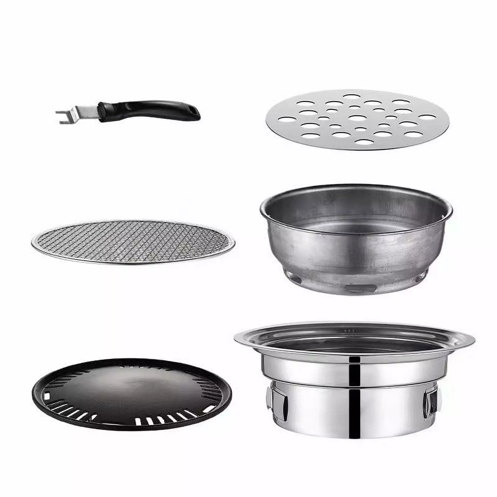 Stainless Steel Round BBQ Oven Portable Charcoal Oven Home Camping Potluck Outdoor Cooking L