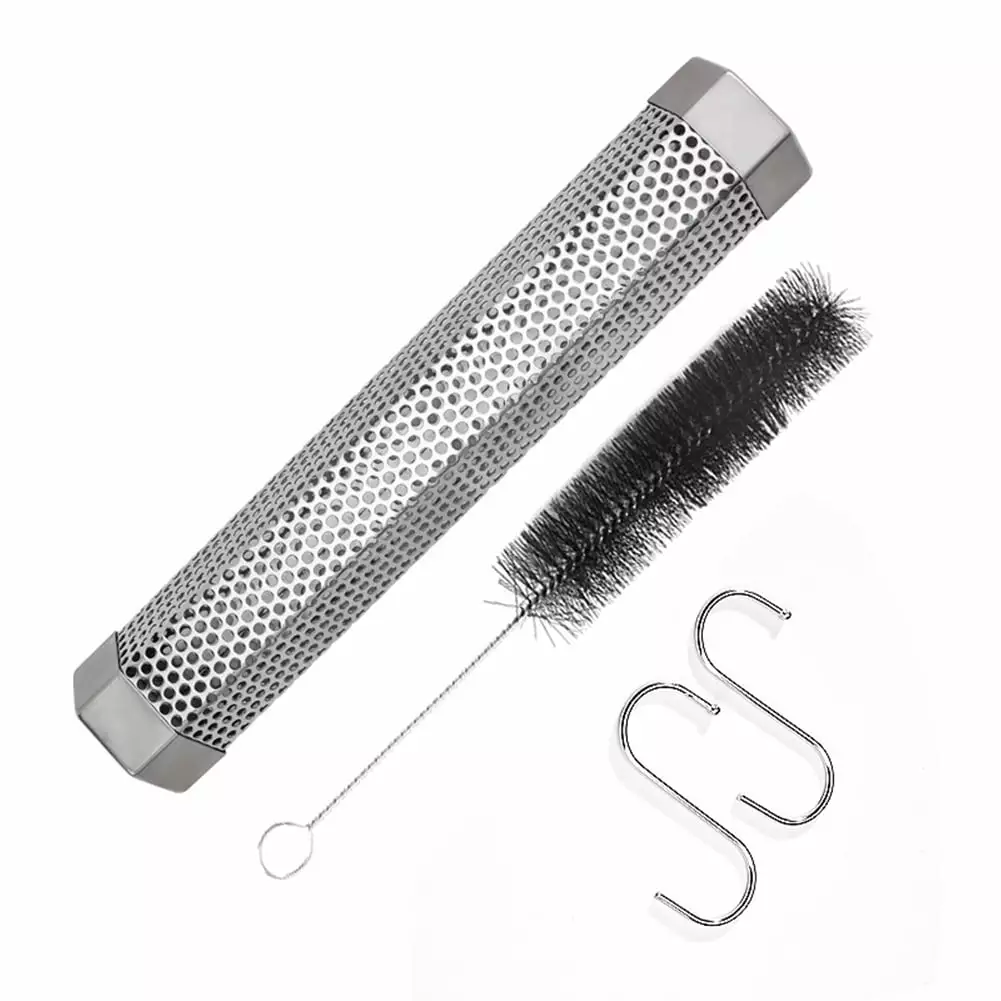 Niovtt BBQ Hexagonal Smoke Tube - Wood Pellet Mesh Grill Hot & Cold Smoking - Travel-Friendly Generator 1pc