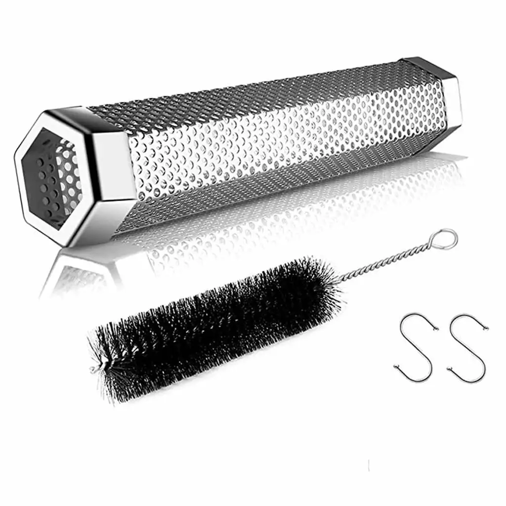 Drses 8 Inch Hexagonal Mesh Stainless Steel Smoker Tube Charcoal Barbecue Tool