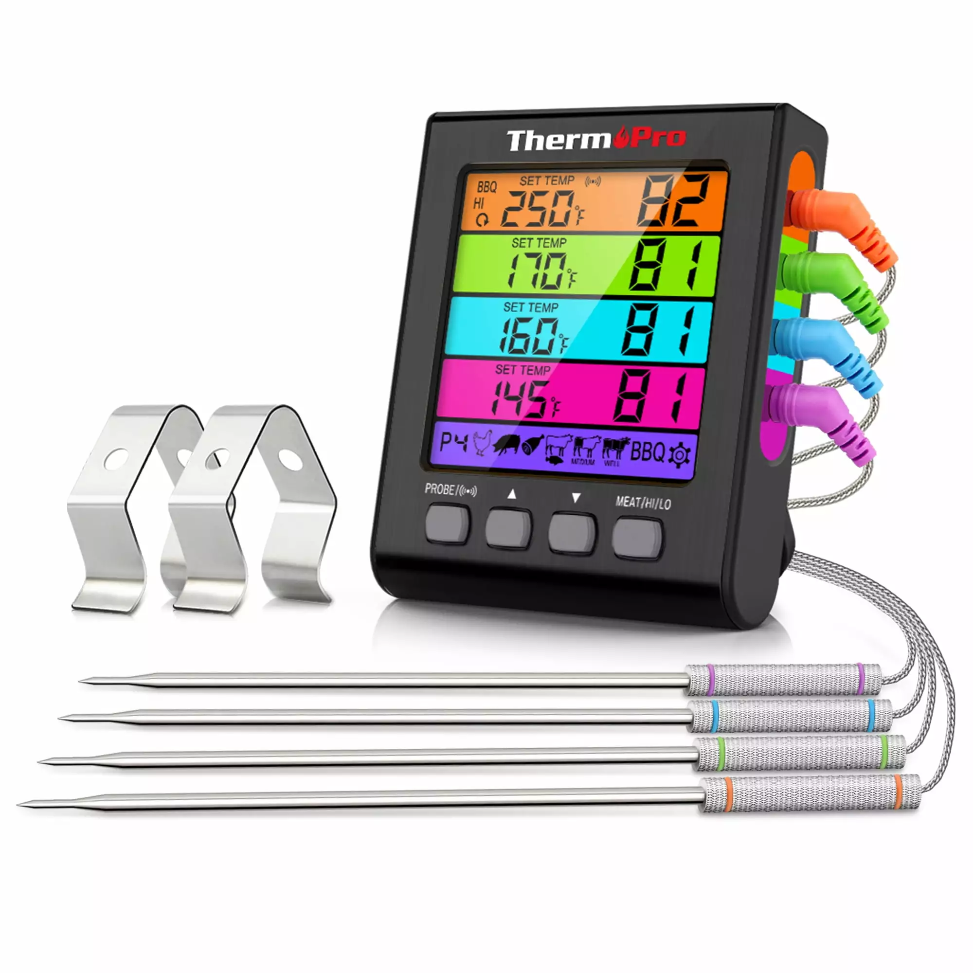 ThermoPro TP17HW Digital Meat Thermometer 4 Probes and HI/LO Alarm BBQ